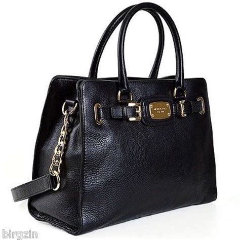 michael kors hamilton black w gold chain satchel handbag|Michael Kors Hamilton large tote.